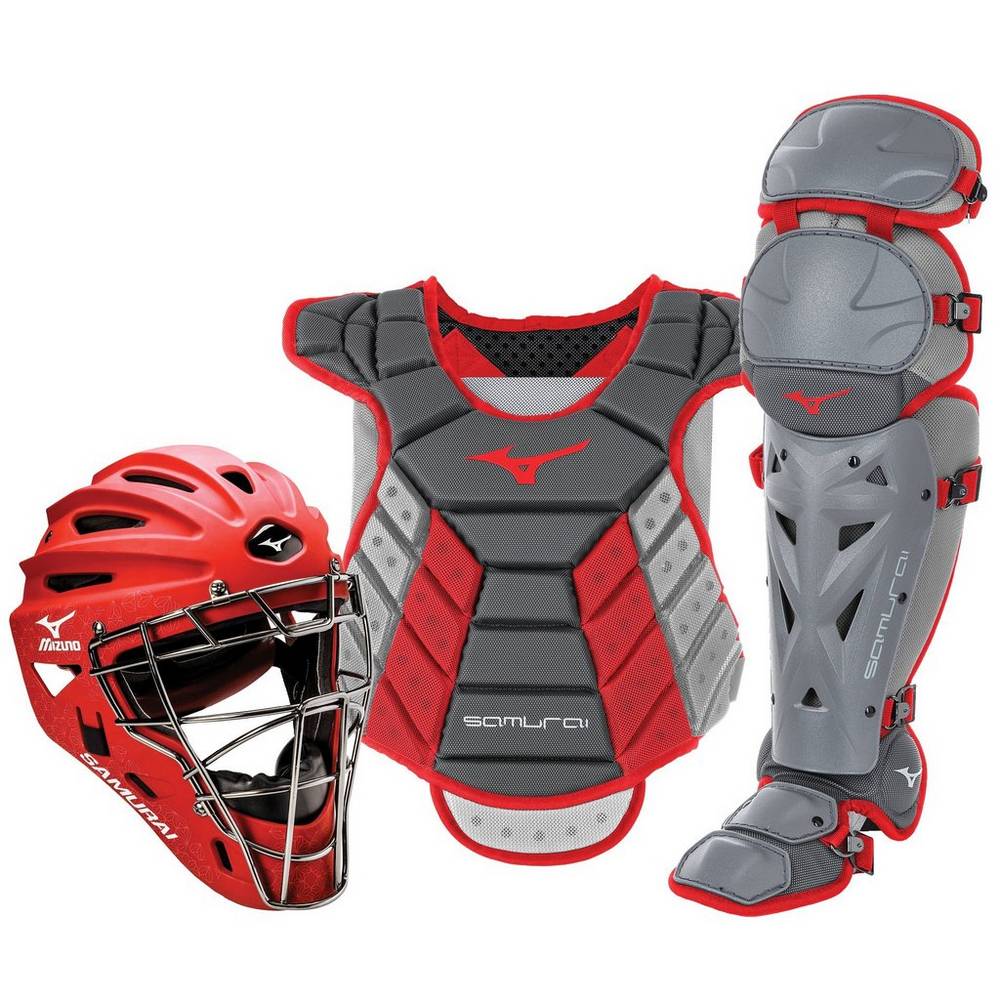 Mizuno Women's Samurai Boxed Catcher’s Gear Set (13-14") Grey/Red (380422-KIN)